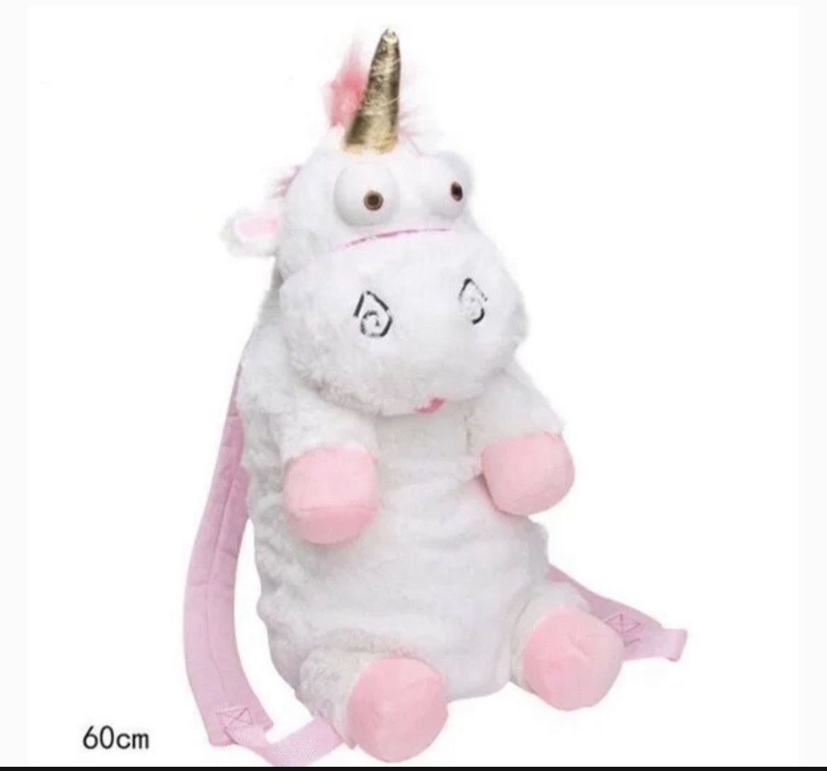 Fluffy Unicorn Plush Backpack –