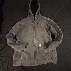 Carhartt Rain Defender Hoodie Men’s Large Gray Full Zip Water-Repellent Workwear