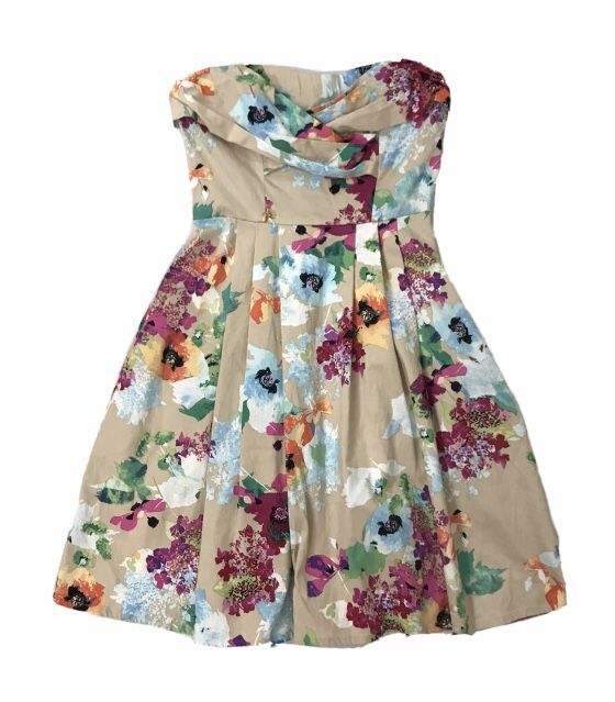 eShakti Floral Strapless Dress - Size XS / 2