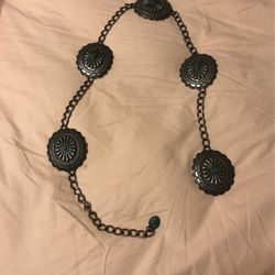 Metal Circle Belt With Trquas Stone 