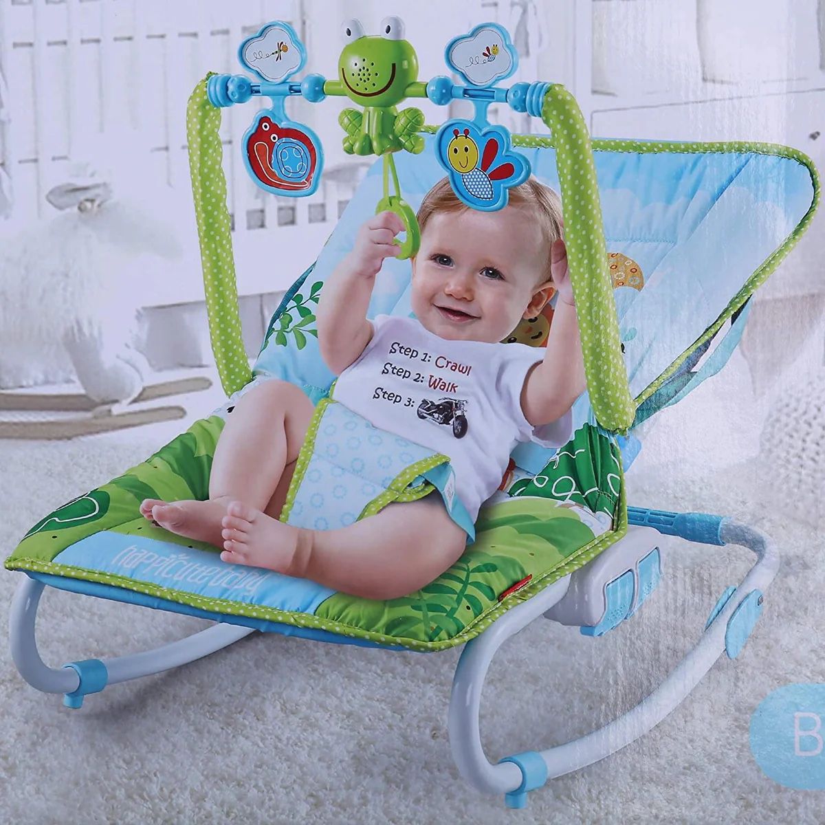 Baby Portable Rocking Chair Music Bouncer and Rocker Seat with Removable Toys