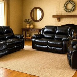 BRAND NEW OPEN BOX Set Reclinable Sofá Recliner Set Oferta Sala Set Leather 