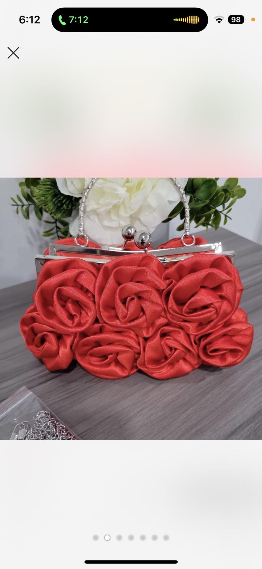 Floral Embellished Fabric Clutch