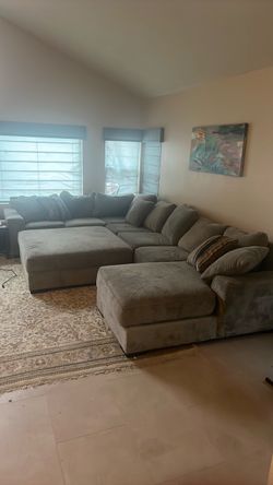 Large sectional sofa with square ottoman