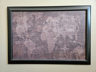 Sold Wood Frame World Canvas Picture