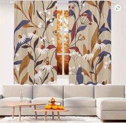 Retro Pastoral Wildflower Curtains 2pk