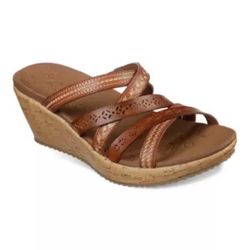 New Skechers Wedge Sandal Tiger Posse Cushion Women's Size 8.5