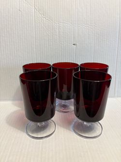 Vintage Ruby Red Goblet Glass  France