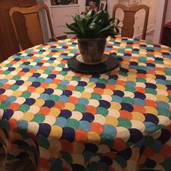 Vintage Fiesta ware Tablecloth 76” Round