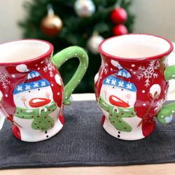 Pier 1 l Snowman Mug l Set of 2 l Santa (Set of 2 ) available l EUC
