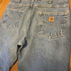 Carhartt Jeans Mens 33x30 Blue B172 DST Flannel Lined Relaxed Fit Denim Pants