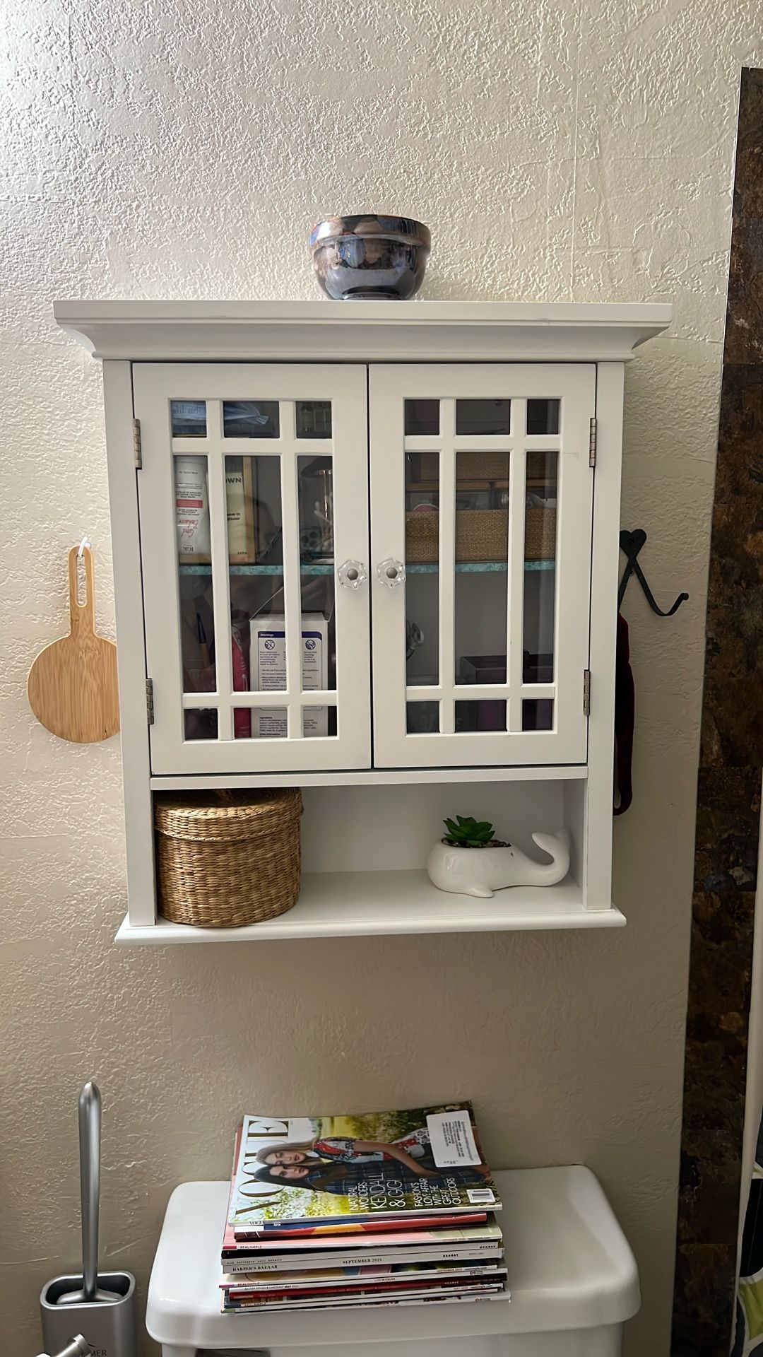 Little Cabinet W/ Adjustable Shelf & 2 Glass Panel Doors