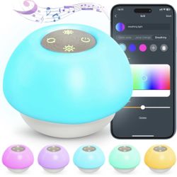 Noise Machine Baby White Noise Machine for Sleeping 24 Soothing Sounds 10 Colors Night Light Sound Machine with Scheduled Alarm App Remote Control Tod