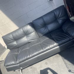 Black Leather Futon Couch/bed 