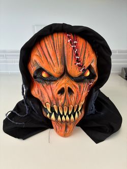Spirit Halloween mask-hooded pumpkin monster vintage 2013 like new