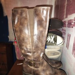 Brown Leather Womens Riding Boots 