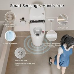 Wholesale dual-flush, elongated tankless toilet with foot sensor, heated toilet seat, warm water and drying, LED display