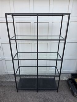 IKEA VITTSJÖ 69” Glass & Metal Shelf / Bookcase