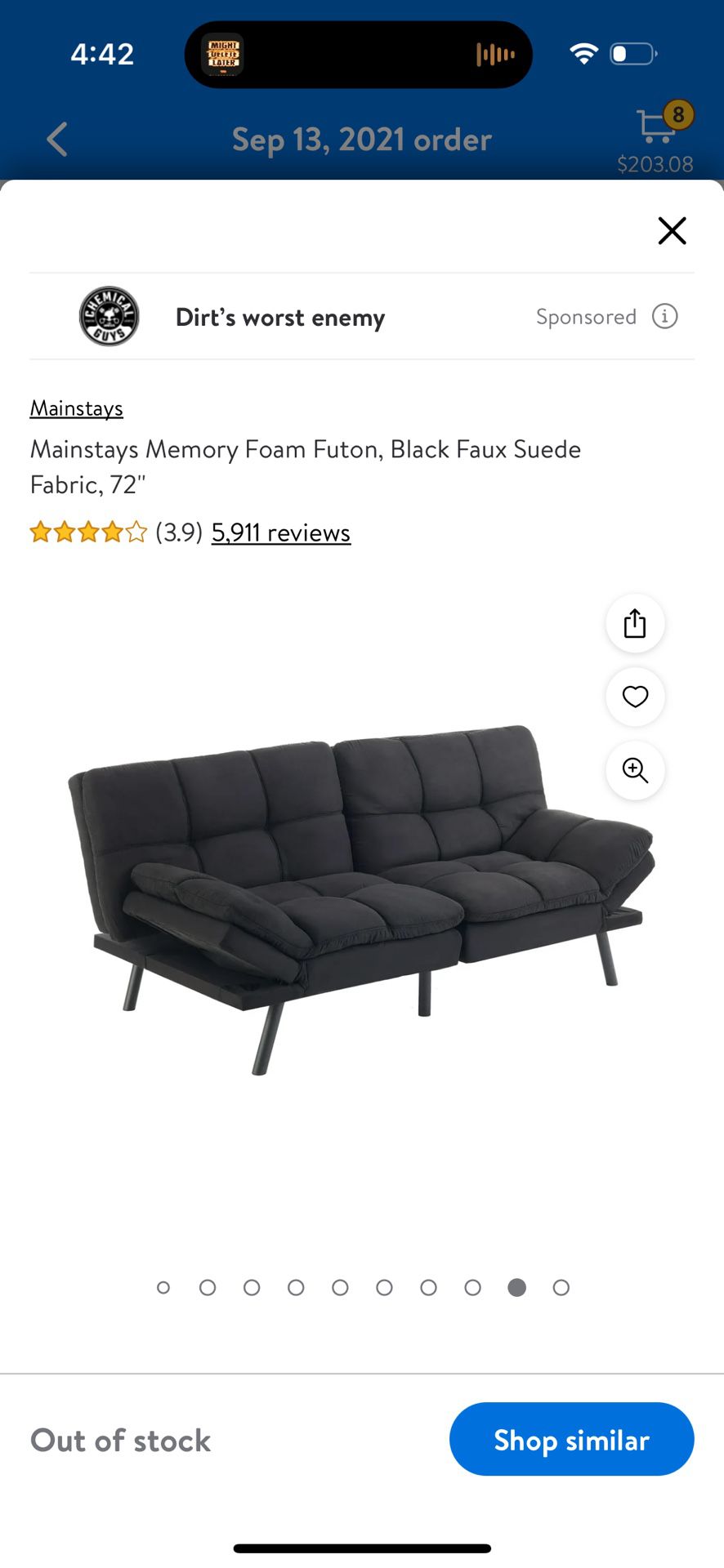 small black couch