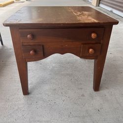 Antique Solid Wood End Table