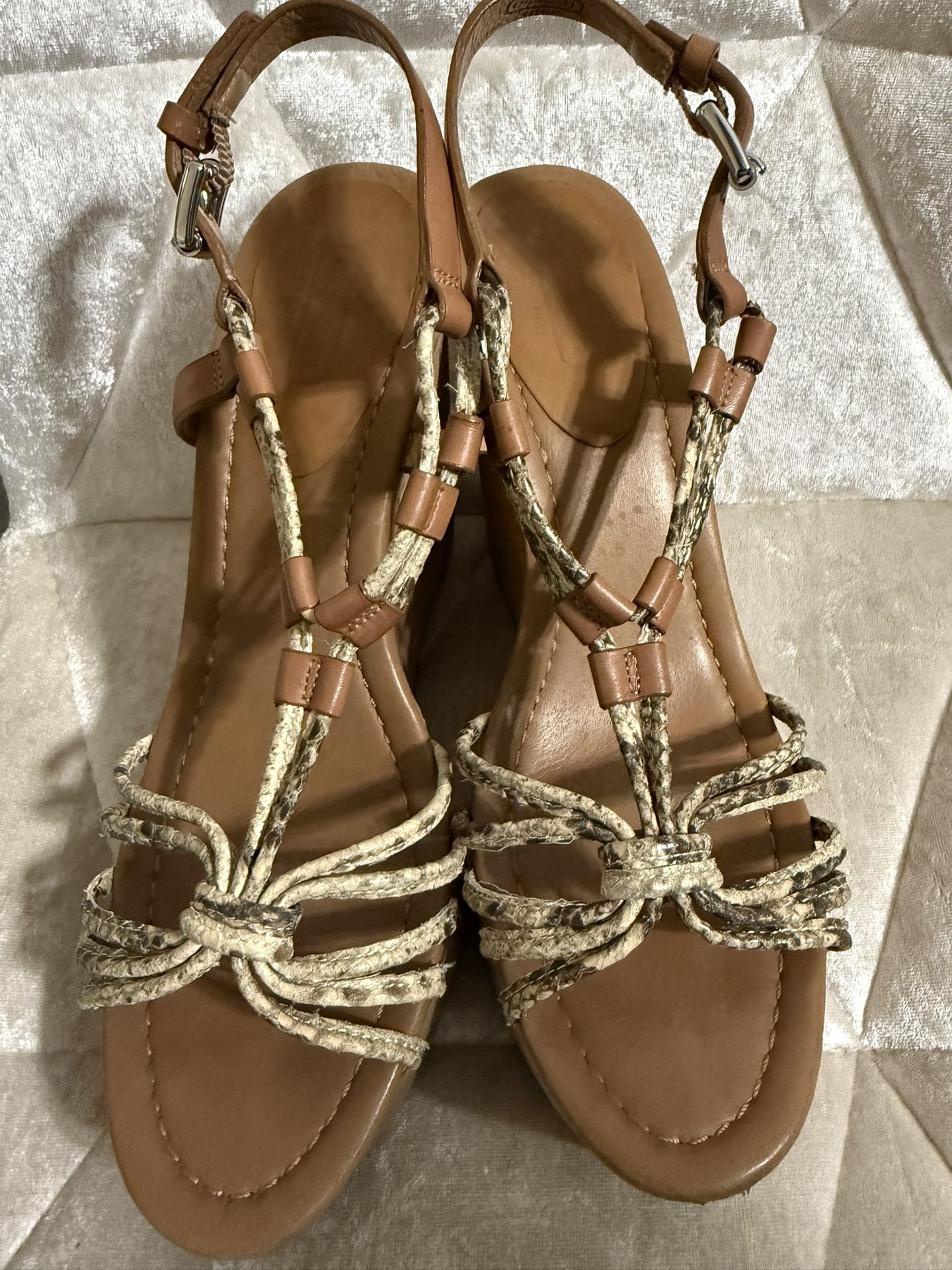 Vintage Coach Georgina snake print wedge sandals