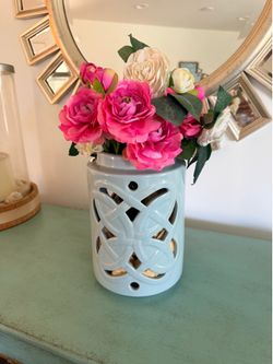 Faux flowers with vase