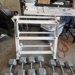 Solid Dumbells Set And Rack