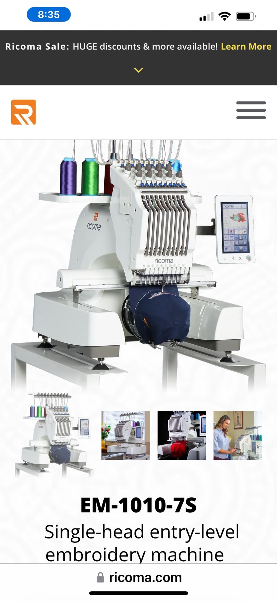 Ricoma EM1010 Embroidery Machine