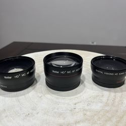 Digital Visions 52mm .45x Japan Optics & Vivitar HD .43x and 2.2x Converters