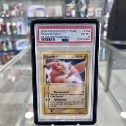 2006 Pokemon Gold Star Ex Holon Phantoms #104 Pikachu Holo PSA 6  with swirl