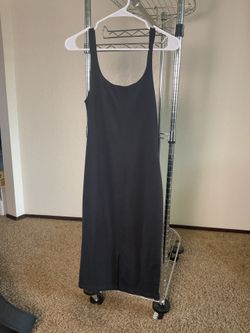 Zara Black Tank Dress Large Sleeveless Bodycon Scoop Neck Mini 34” 