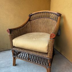 Vintage Boho Chic Rattan Armchair