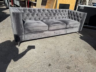 Gray Velvet Tufted sofa