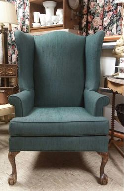 Green Wingback Chair with Ball & Claw Feet