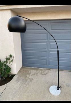 Modern Black Arched Floor Lamp with Carters Marble Base