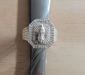 Anillo  de la virgencita guadalupana plata #925