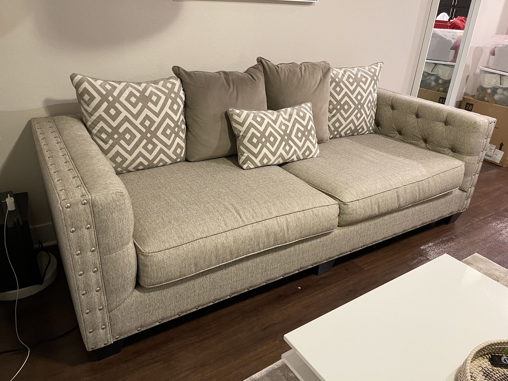 Cindy crawford beige sale couch