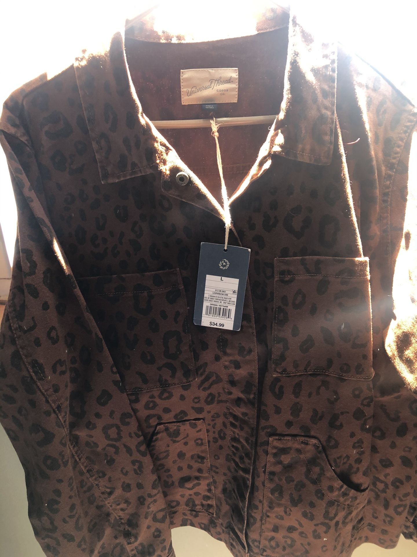 Universal thread Target Denim Leopard jacket