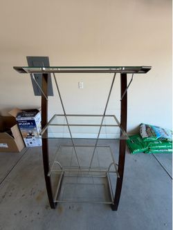 Solid wood with glass shelves