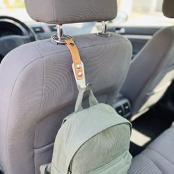 Camel brown-I- Premium Car Headrest Hook – Leather & Stainless Steel