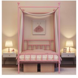 WHITE Four Poster twin bed
