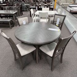 Grey Round Dining Set 5-pc