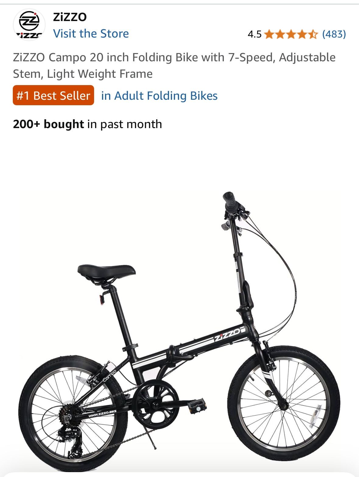 Zizzo Foldable Bike 20inch
