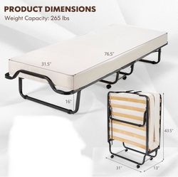 Folding bed with memory foam mattress