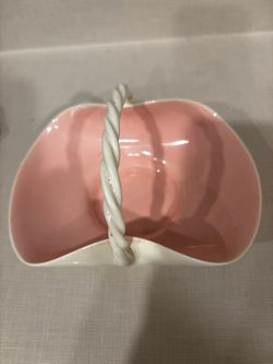 Haldemon Pink Ceramic Basket with Rope Handle