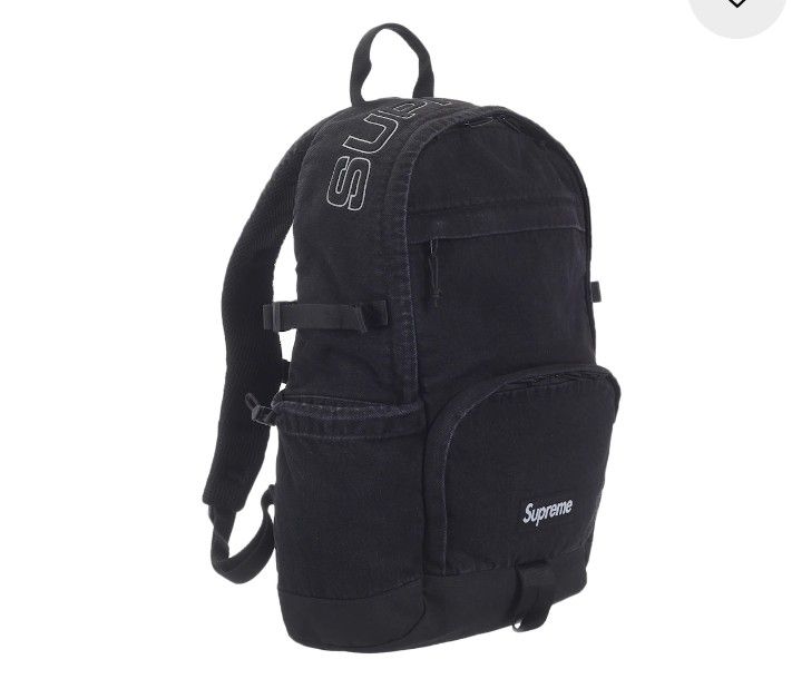 Supreme black denim backpack Japan (FW25)