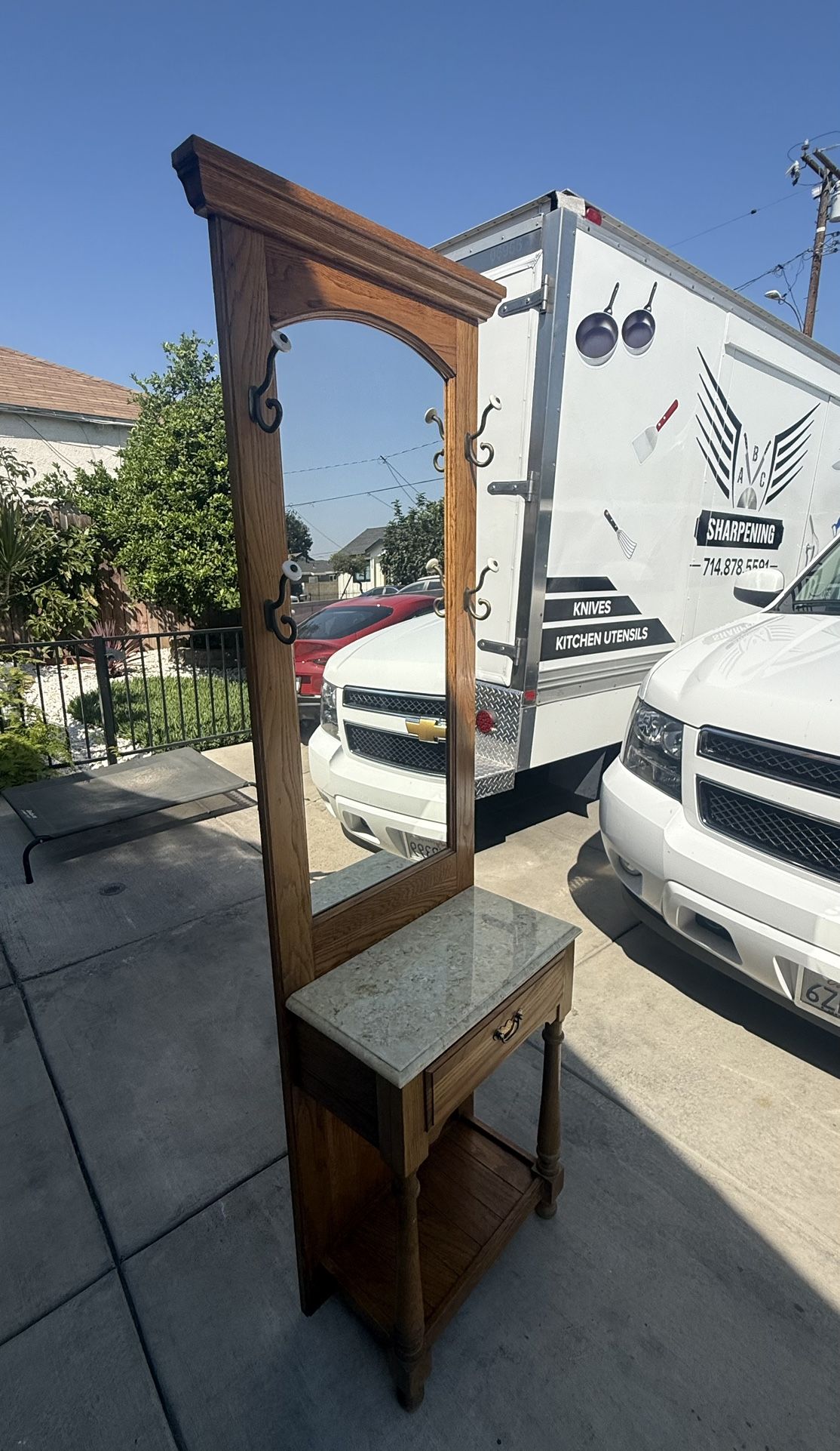 Vintage/Antique Mirror with Hooks