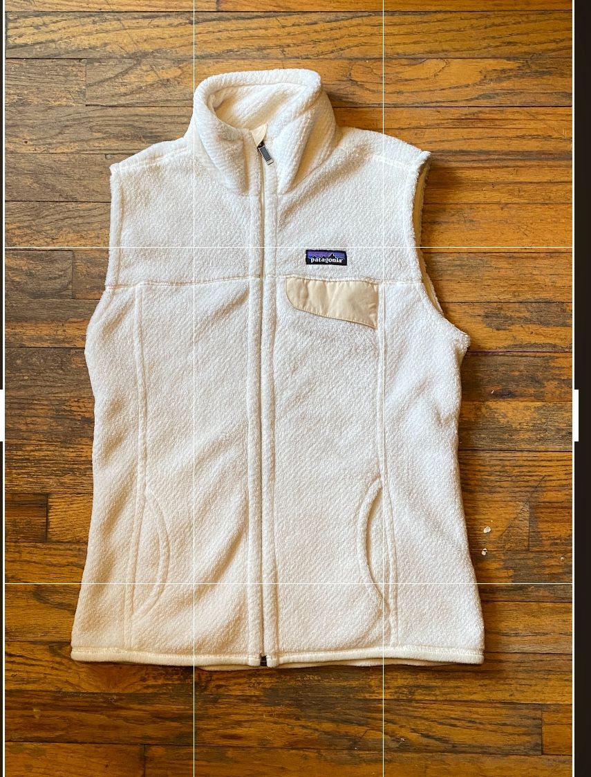 Patagonia Fleece Vest Chinchilla White Full Zip Women’s Size M