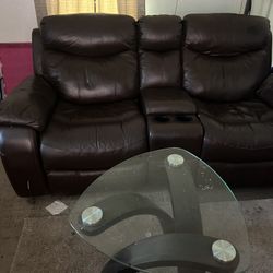 Leather With 2 Recliners And USB Ports