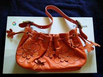 Isabella Fiore orange flowered leather bag